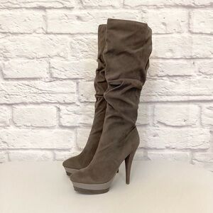 Fahrenheit Taupe Suede Heeled Boots